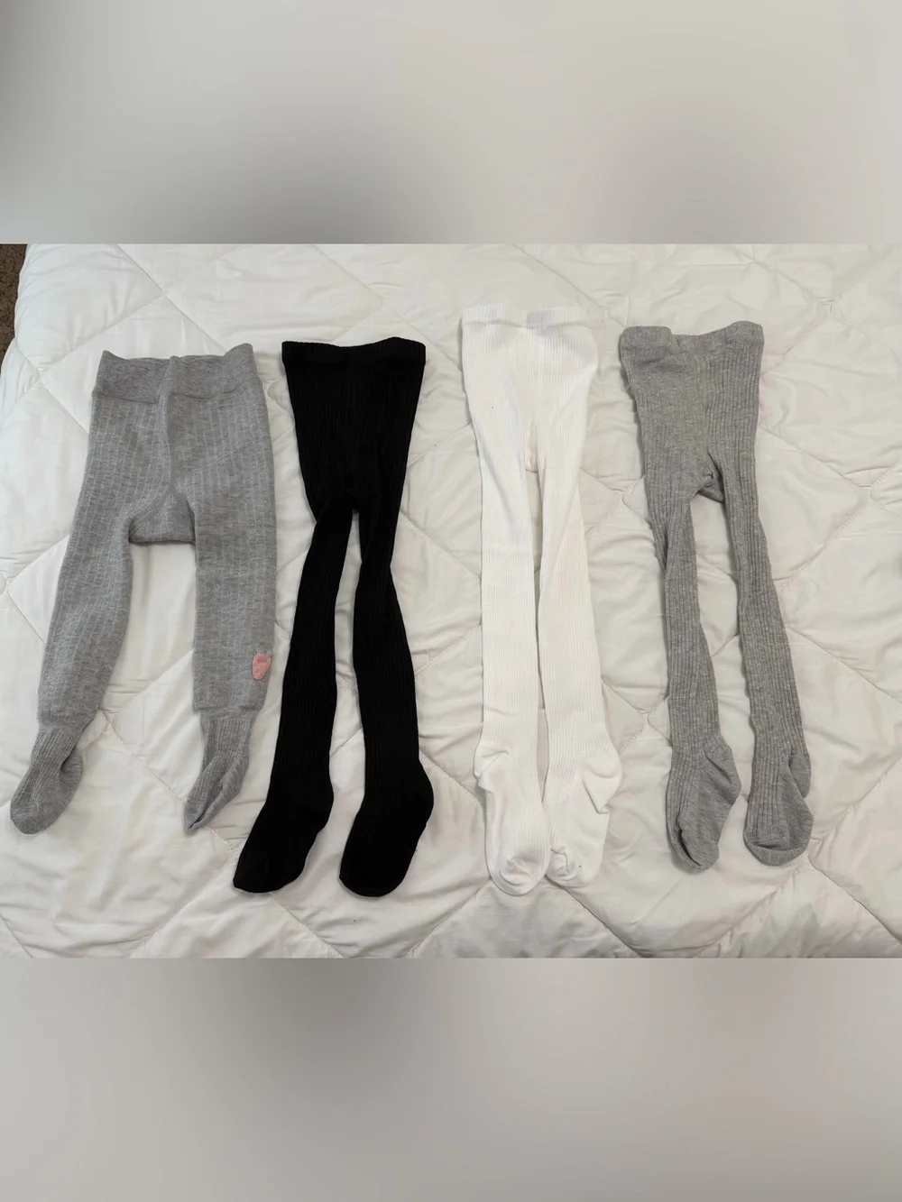 Kids Ribbed Tights Bundle Size 4-5Y Unisex Fall Winter 4 Pairs